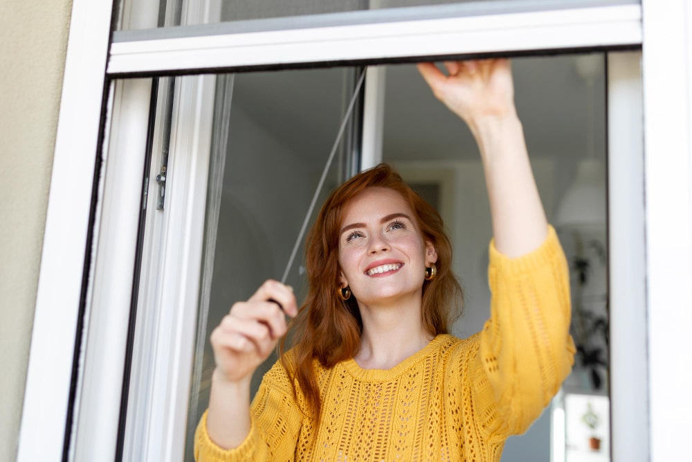 woman-hand-hold-retractable-pleated-insect-screen-holder-open-close-window-mosquito-nets-min